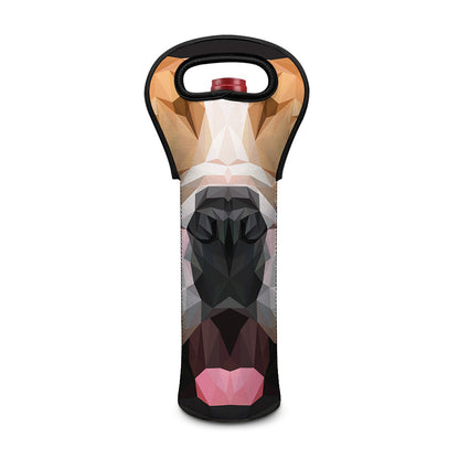 Geometric English Bulldog Print Single Neoprene Wine Tote