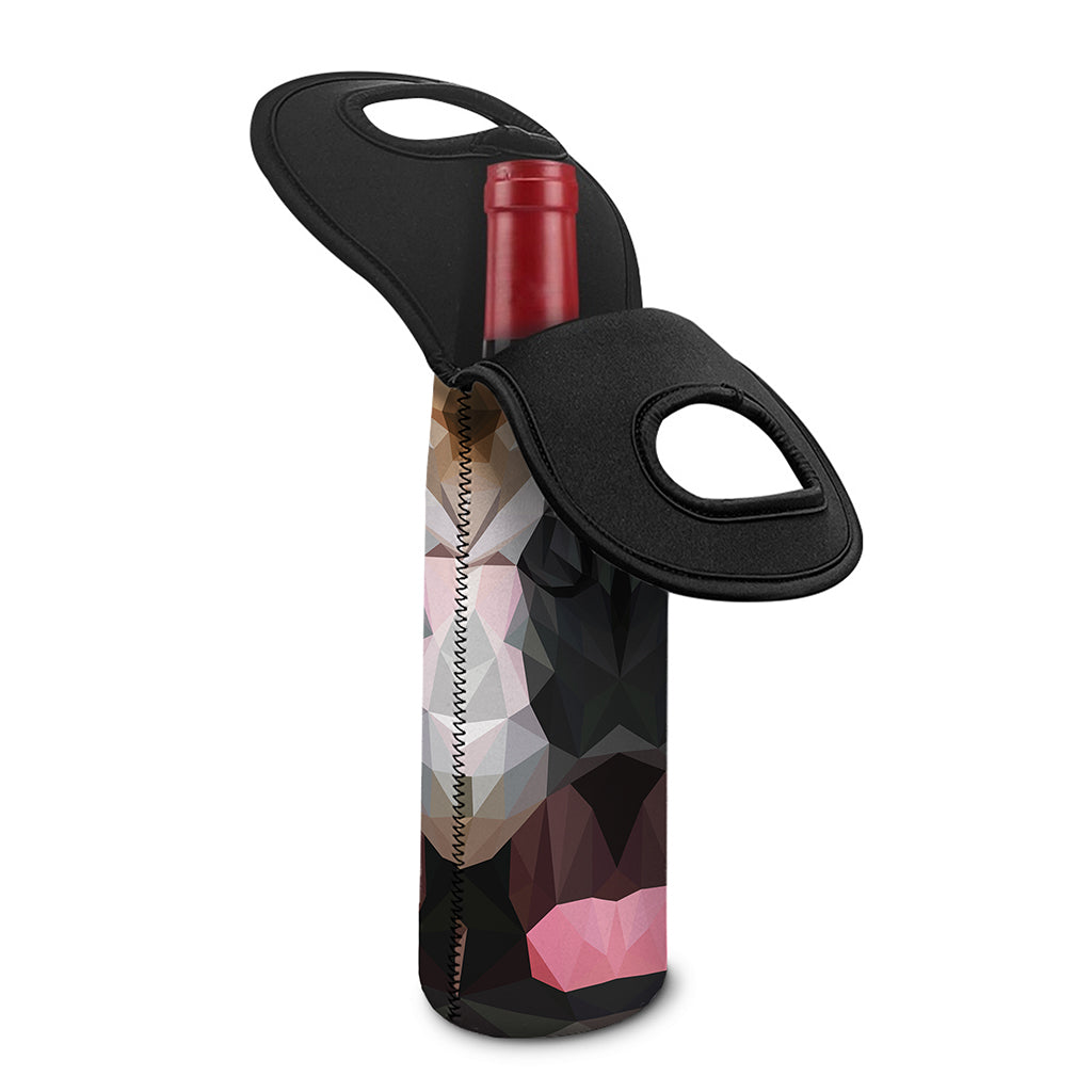 Geometric English Bulldog Print Single Neoprene Wine Tote