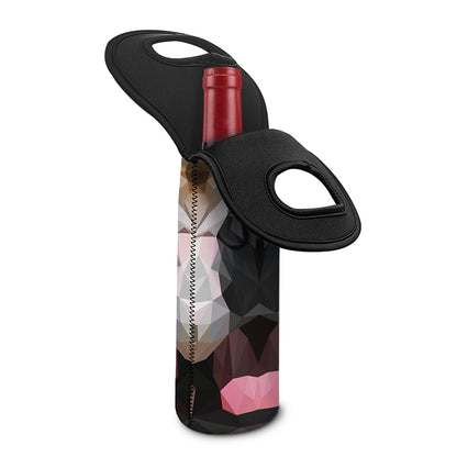 Geometric English Bulldog Print Single Neoprene Wine Tote