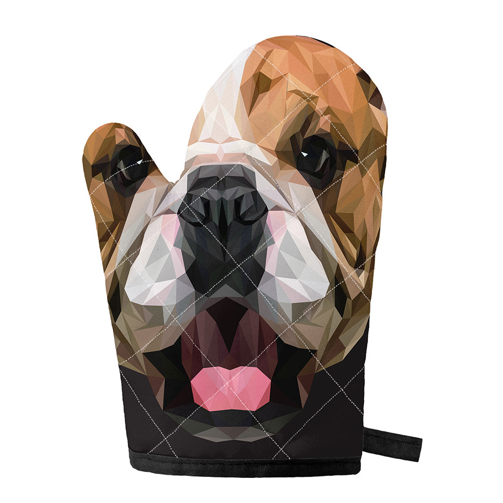 Geometric English Bulldog Print Single Oven Mitt