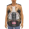 Geometric English Bulldog Print Sleeveless Baseball Jersey
