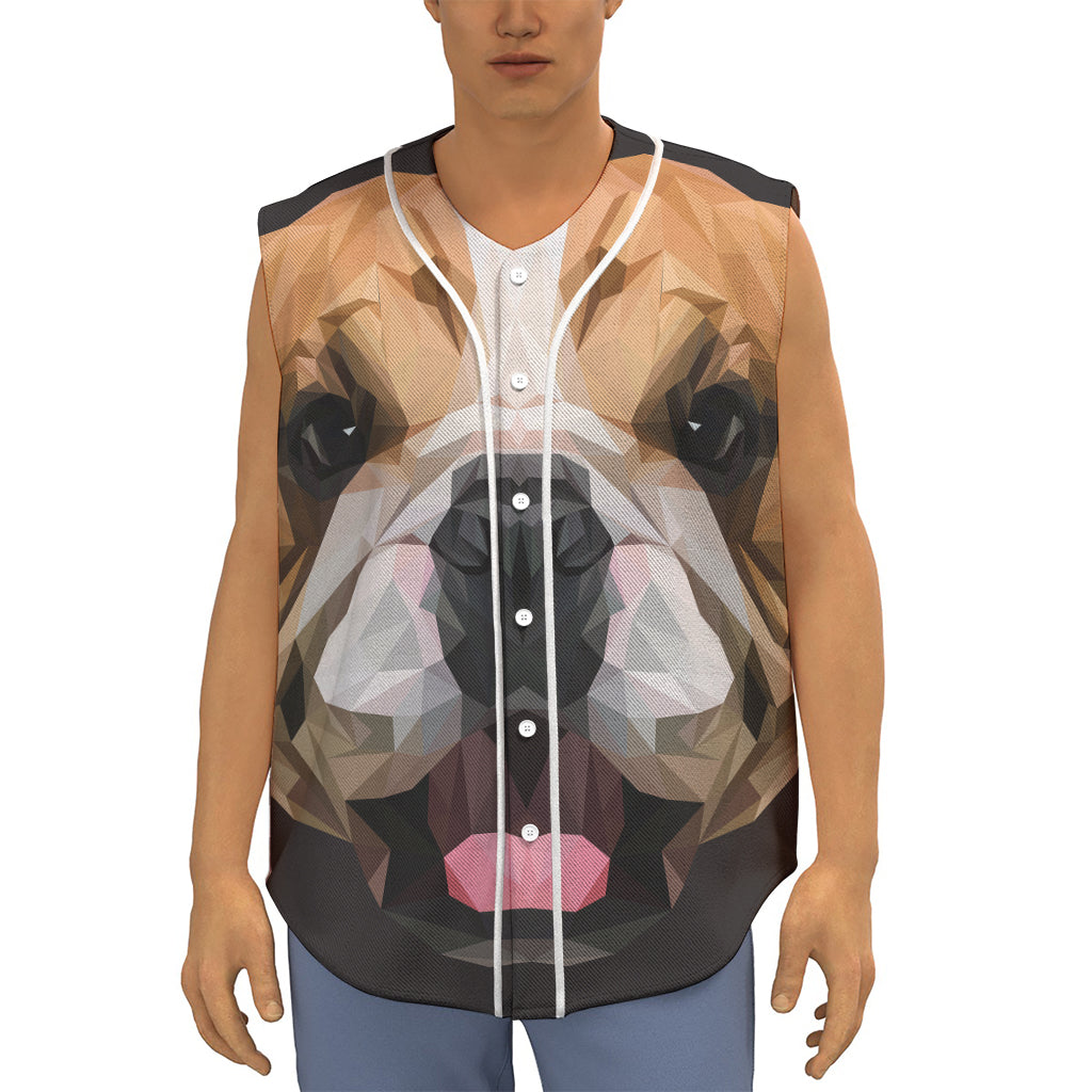 Geometric English Bulldog Print Sleeveless Baseball Jersey