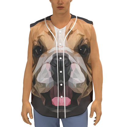 Geometric English Bulldog Print Sleeveless Baseball Jersey