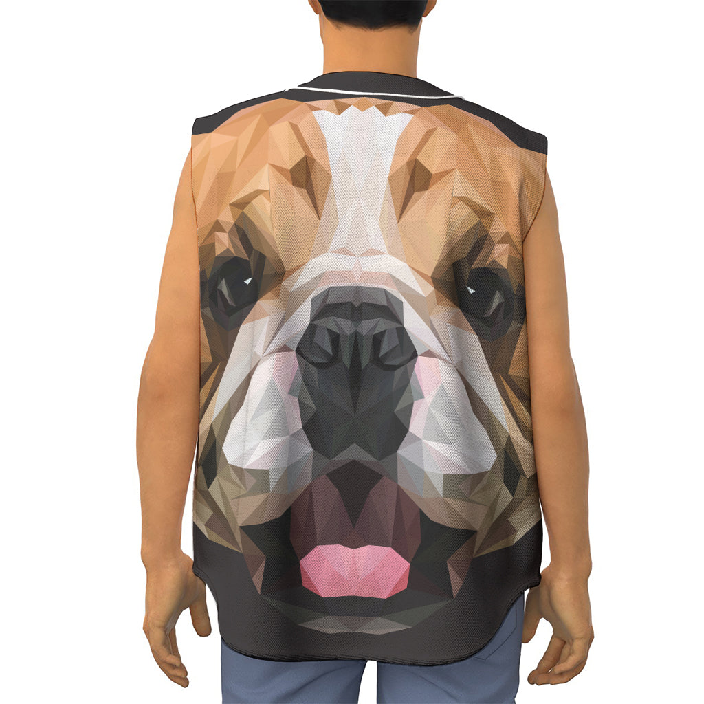 Geometric English Bulldog Print Sleeveless Baseball Jersey