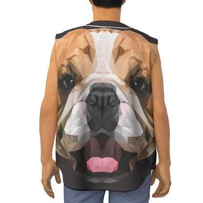 Geometric English Bulldog Print Sleeveless Baseball Jersey
