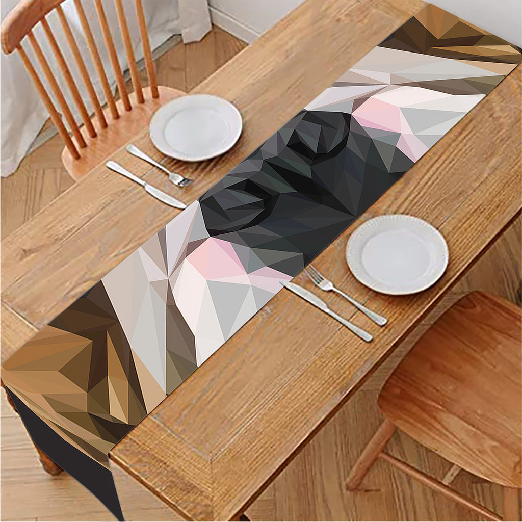 Geometric English Bulldog Print Table Runner