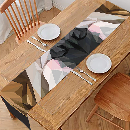 Geometric English Bulldog Print Table Runner