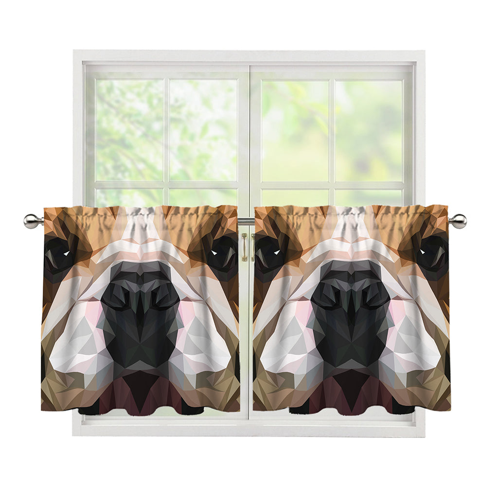 Geometric English Bulldog Print Tier Curtains