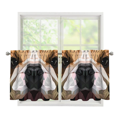 Geometric English Bulldog Print Tier Curtains