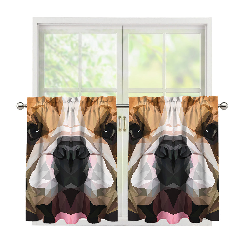 Geometric English Bulldog Print Tier Curtains