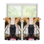Geometric English Bulldog Print Tier Curtains
