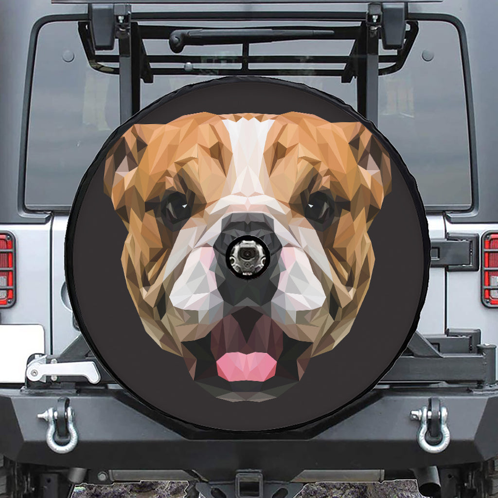 Geometric English Bulldog Print Tire Cover With Camera Hole