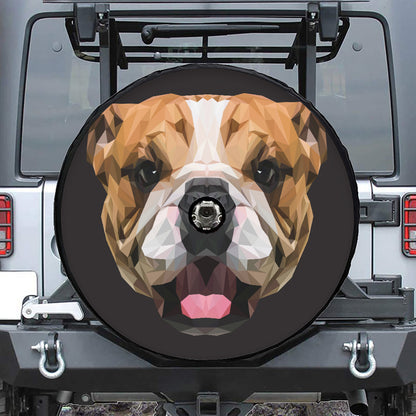 Geometric English Bulldog Print Tire Cover With Camera Hole