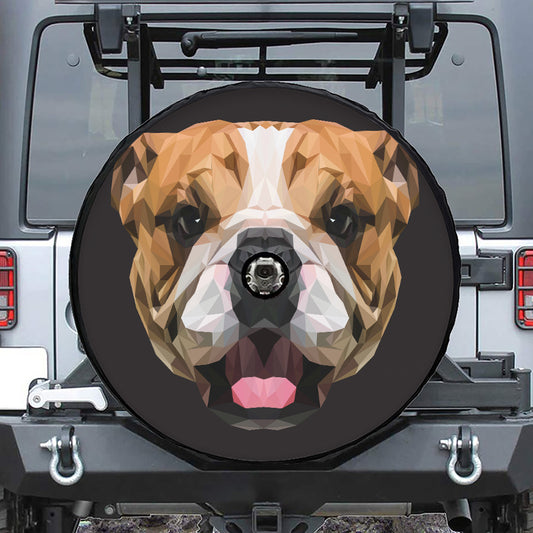 Geometric English Bulldog Print Tire Cover With Camera Hole
