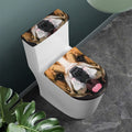 Geometric English Bulldog Print Toilet Lid And Tank Cover Set