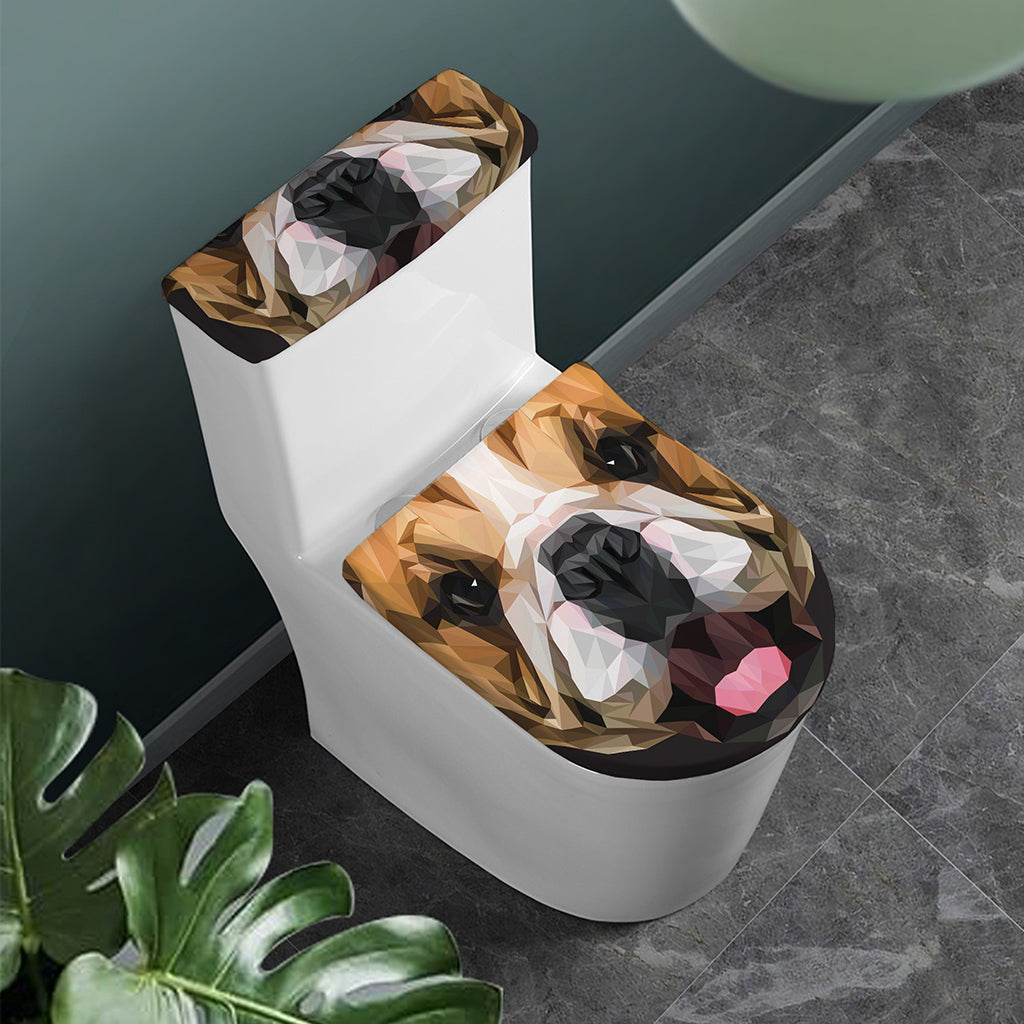Geometric English Bulldog Print Toilet Lid And Tank Cover Set