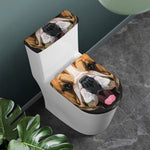 Geometric English Bulldog Print Toilet Lid And Tank Cover Set