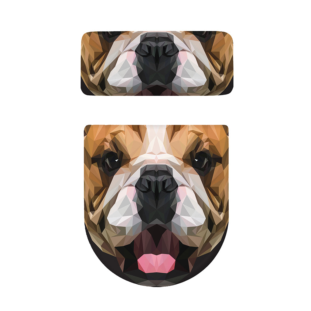 Geometric English Bulldog Print Toilet Lid And Tank Cover Set