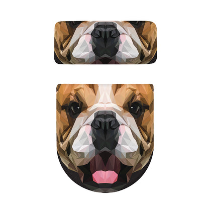 Geometric English Bulldog Print Toilet Lid And Tank Cover Set