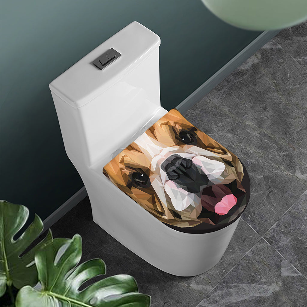 Geometric English Bulldog Print Toilet Lid Cover