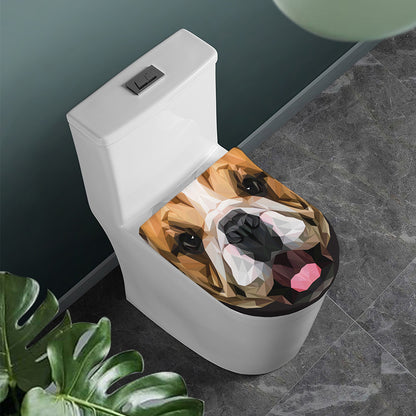 Geometric English Bulldog Print Toilet Lid Cover