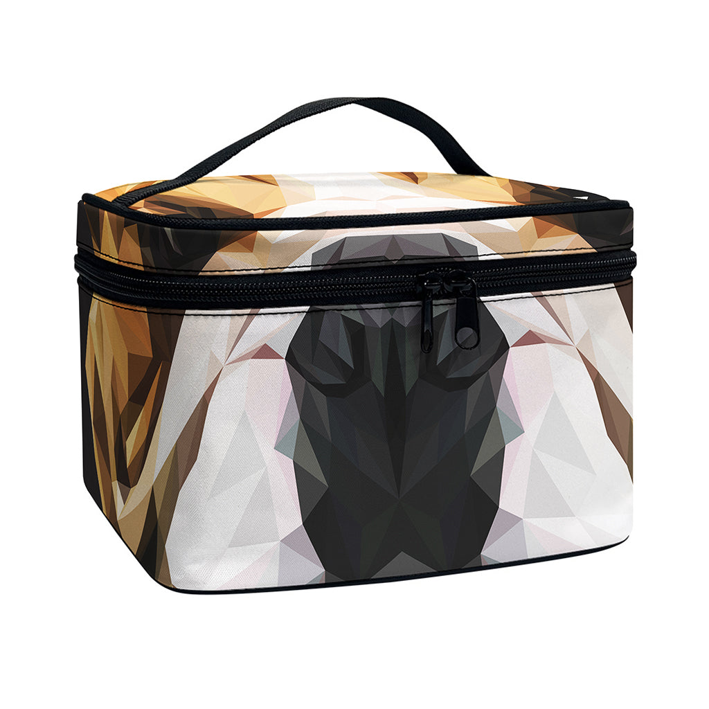 Geometric English Bulldog Print Travel Makeup Bag