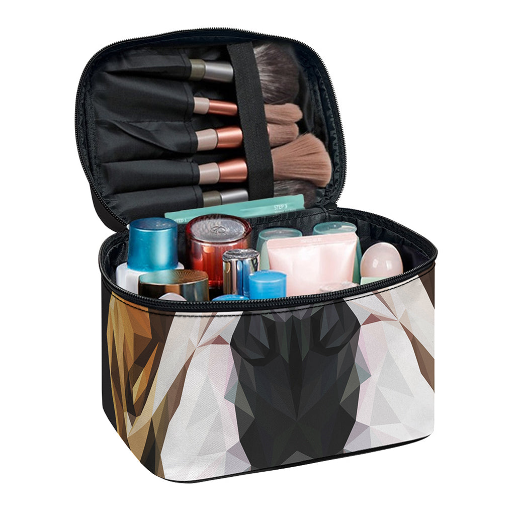 Geometric English Bulldog Print Travel Makeup Bag