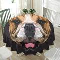 Geometric English Bulldog Print Waterproof Round Tablecloth
