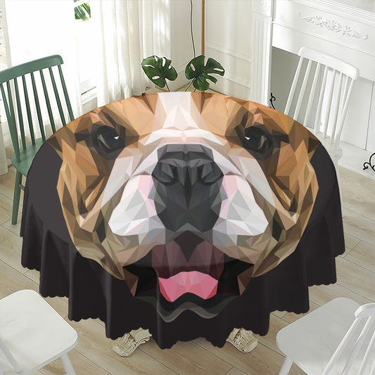 Geometric English Bulldog Print Waterproof Round Tablecloth