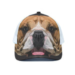 Geometric English Bulldog Print White Mesh Trucker Cap