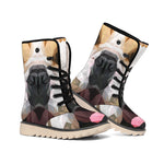Geometric English Bulldog Print Winter Boots