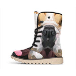 Geometric English Bulldog Print Winter Boots