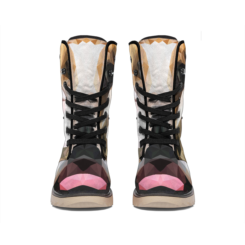 Geometric English Bulldog Print Winter Boots