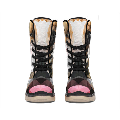 Geometric English Bulldog Print Winter Boots