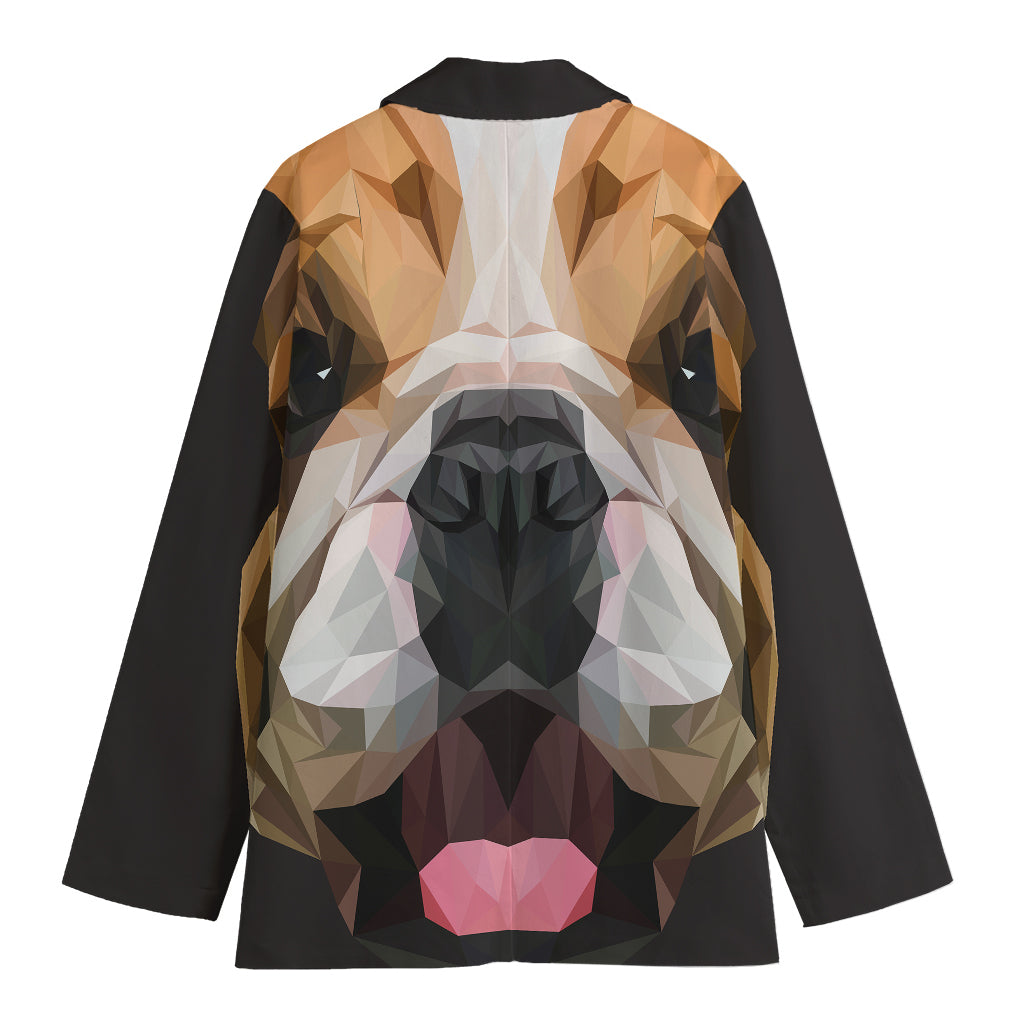 Geometric English Bulldog Print Women's Blazer