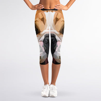 Geometric English Bulldog Print Women's Capri Leggings