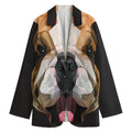 Geometric English Bulldog Print Women's Cotton Blazer