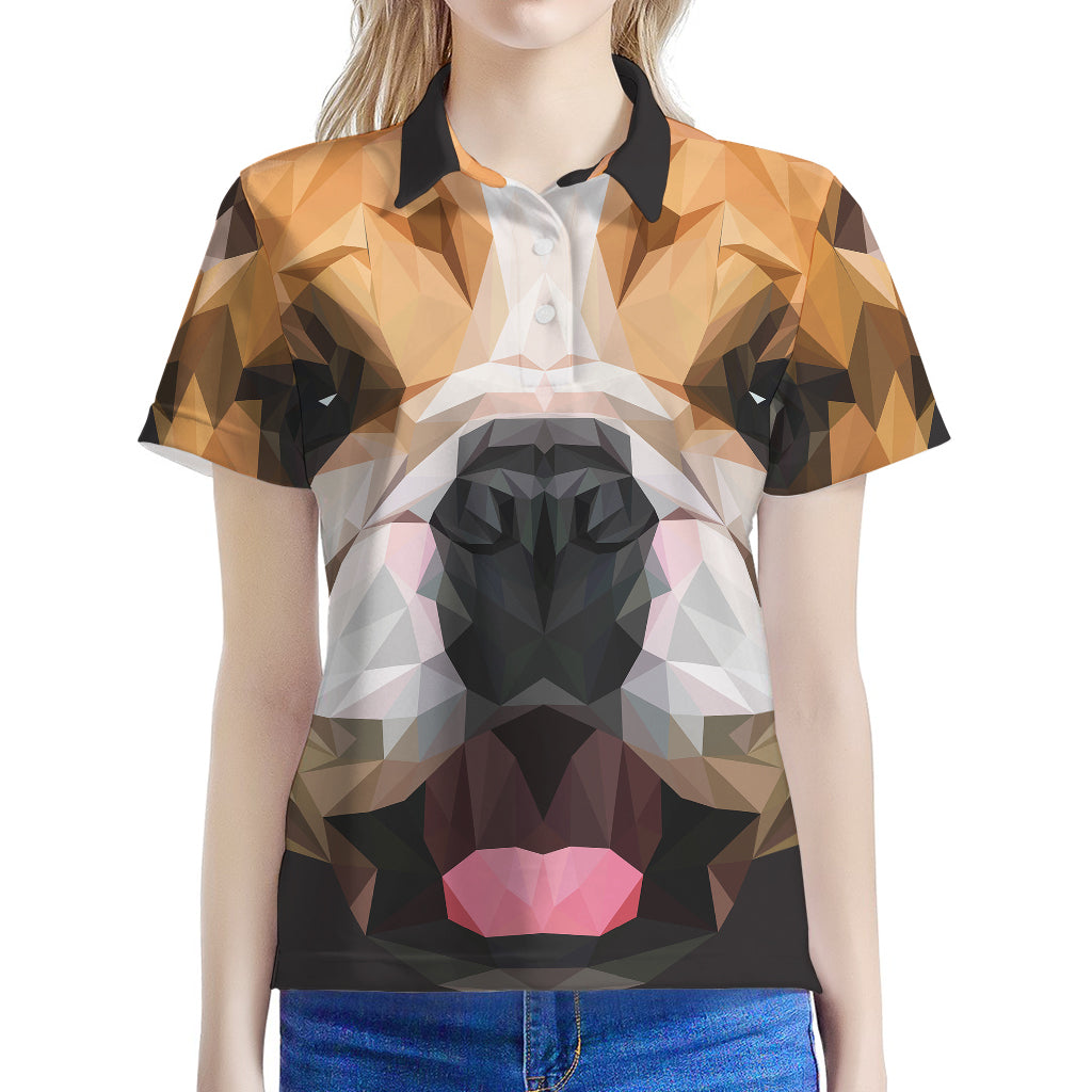 Geometric English Bulldog Print Women's Polo Shirt