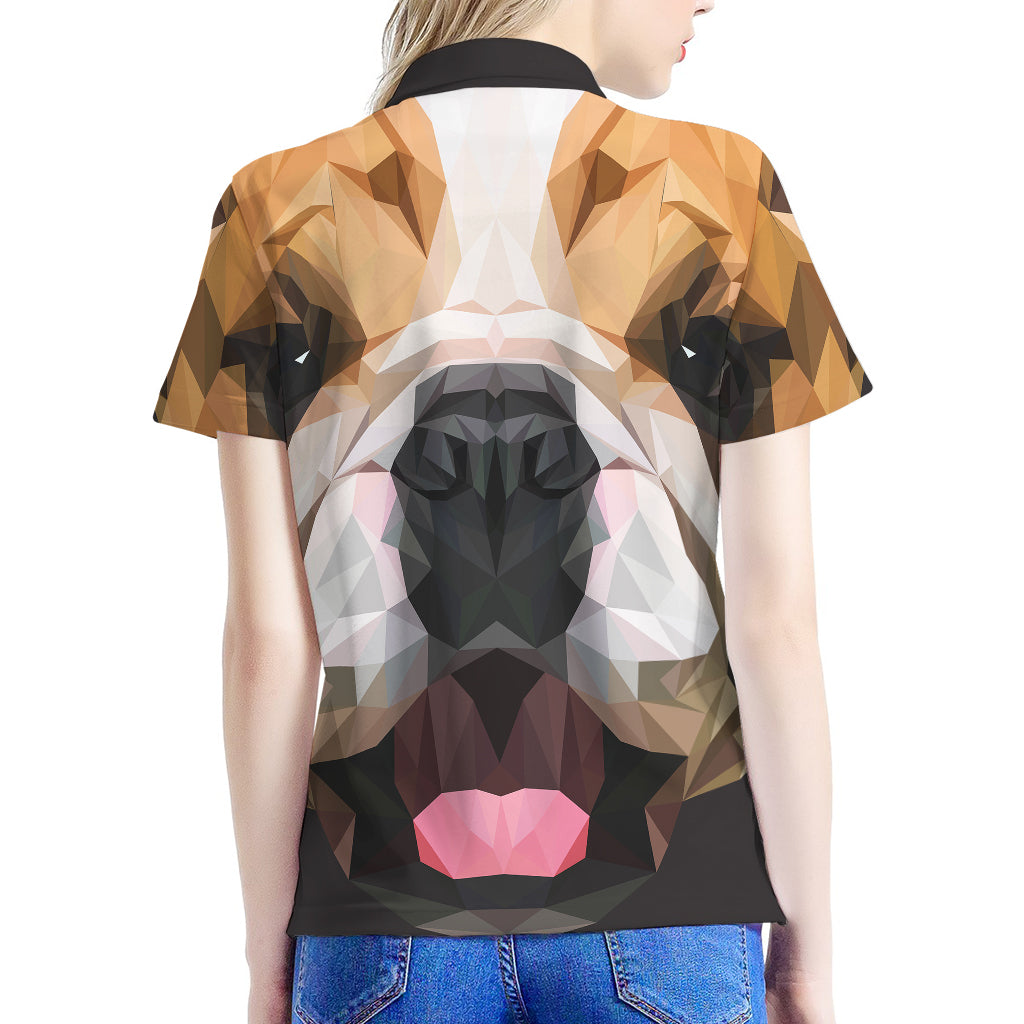 Geometric English Bulldog Print Women's Polo Shirt