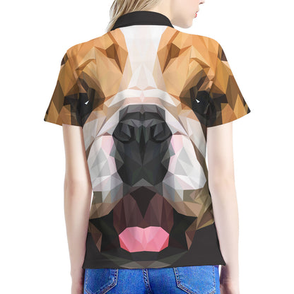 Geometric English Bulldog Print Women's Polo Shirt