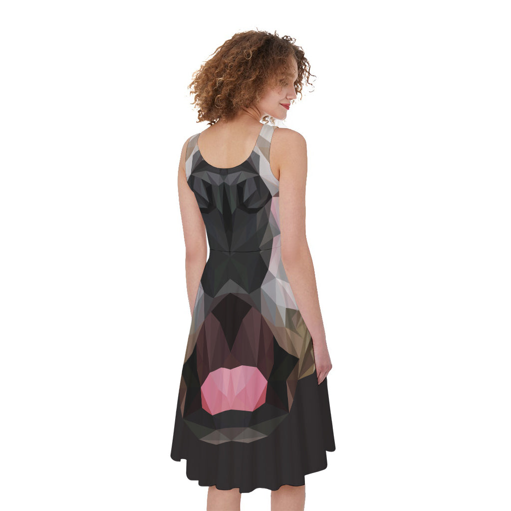 Geometric English Bulldog Print Women's Sleeveless Dress