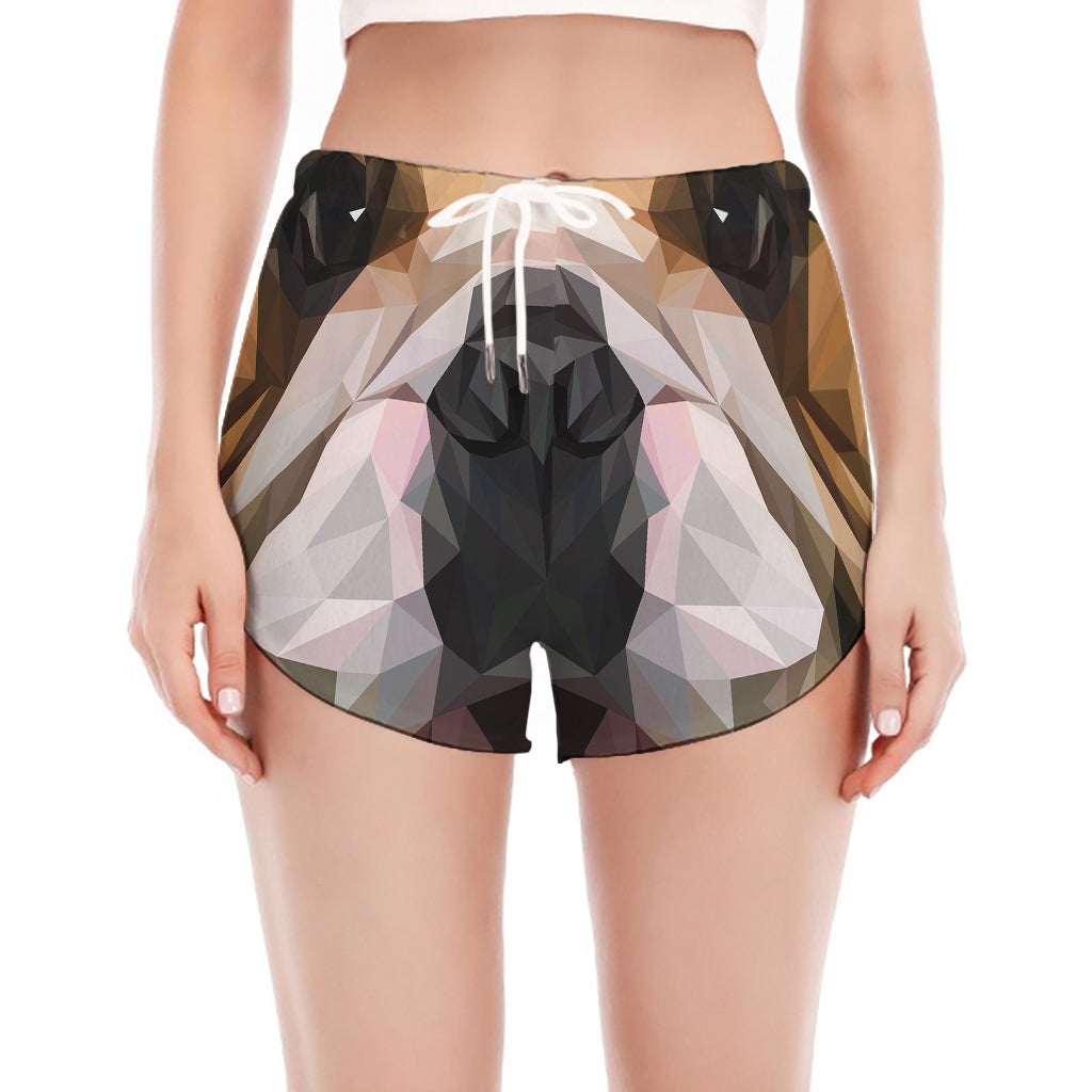 Geometric English Bulldog Print Women's Split Running Shorts