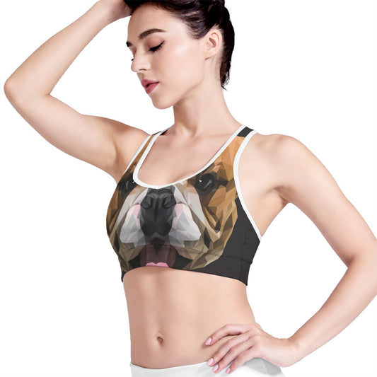 Geometric English Bulldog Print Women's Sports Bra