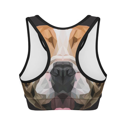 Geometric English Bulldog Print Women's Sports Bra
