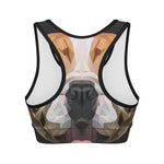 Geometric English Bulldog Print Women's Sports Bra