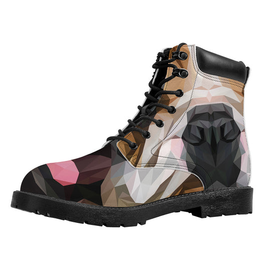 Geometric English Bulldog Print Work Boots