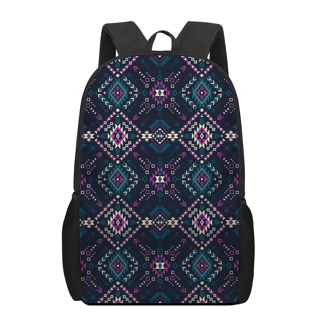 Geometric Ethnic Navajo Pattern Print 17 Inch Backpack
