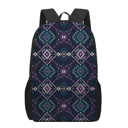 Geometric Ethnic Navajo Pattern Print 17 Inch Backpack