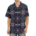 Geometric Ethnic Navajo Pattern Print Aloha Shirt