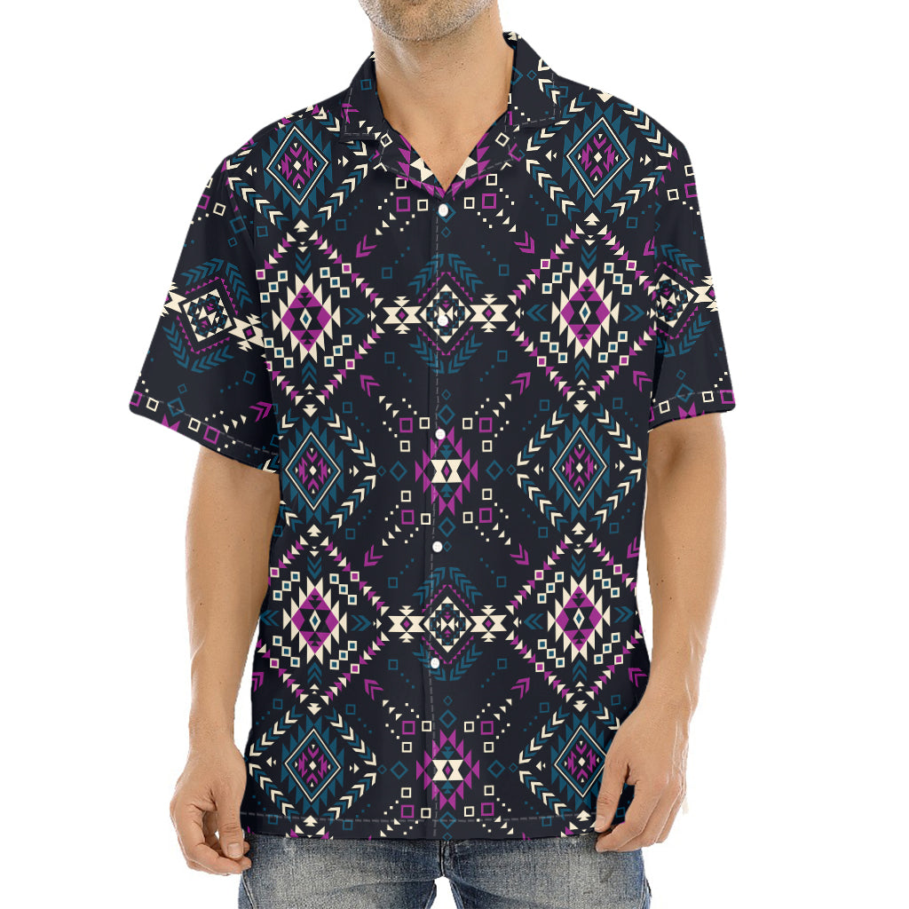 Geometric Ethnic Navajo Pattern Print Aloha Shirt